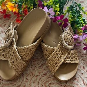 Marc Fisher Tan Woven Sandals